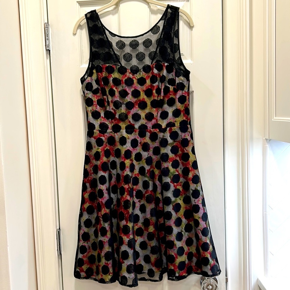 Betsey Johnson Floral Special Occasion Watercolor Lining Black Lace Overlay sz.8